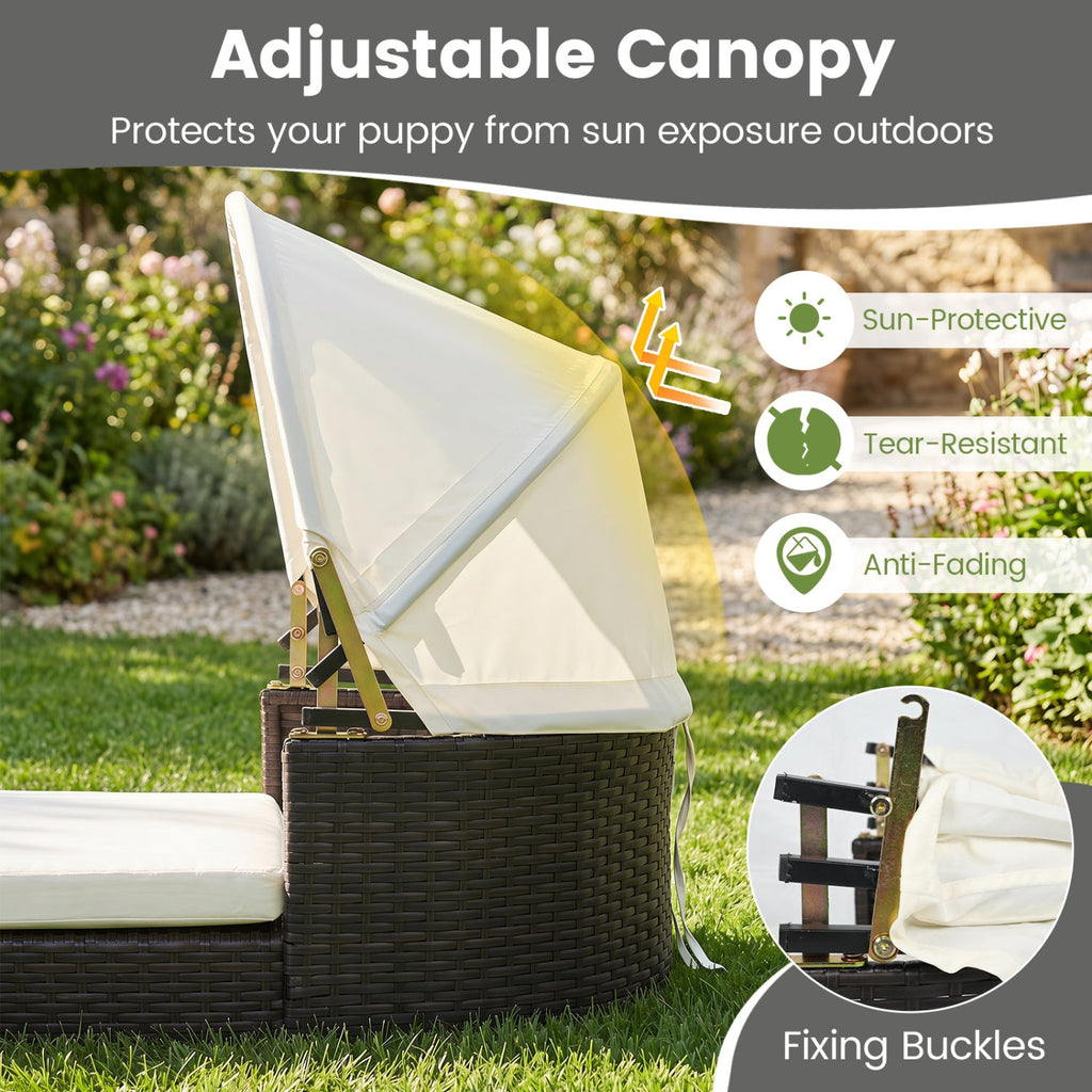 Rattan Pet Daybed with Adjustable Canopy – photo 6 of 8