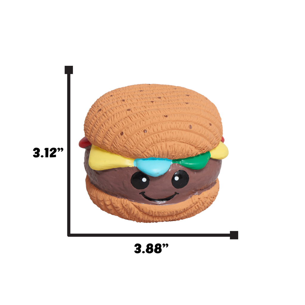 Big Buns Foodies Hamburger Ruff-Tex Latex Ball Dog Toy, back view