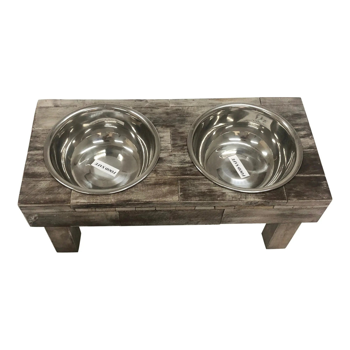 Huntley Pet Berjen Table Elevated Double Bowl Feeder – Brown Wash – alternate view 3