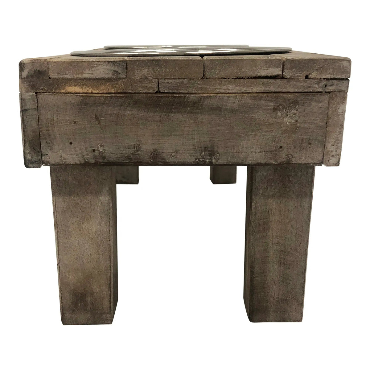 Huntley Pet Berjen Table Elevated Double Bowl Feeder – Brown Wash – alternate view 4