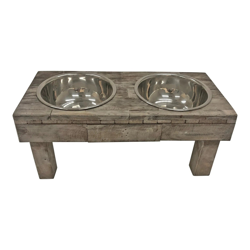 Huntley Pet Berjen Table Elevated Double Bowl Feeder – Brown Wash – alternate view 6