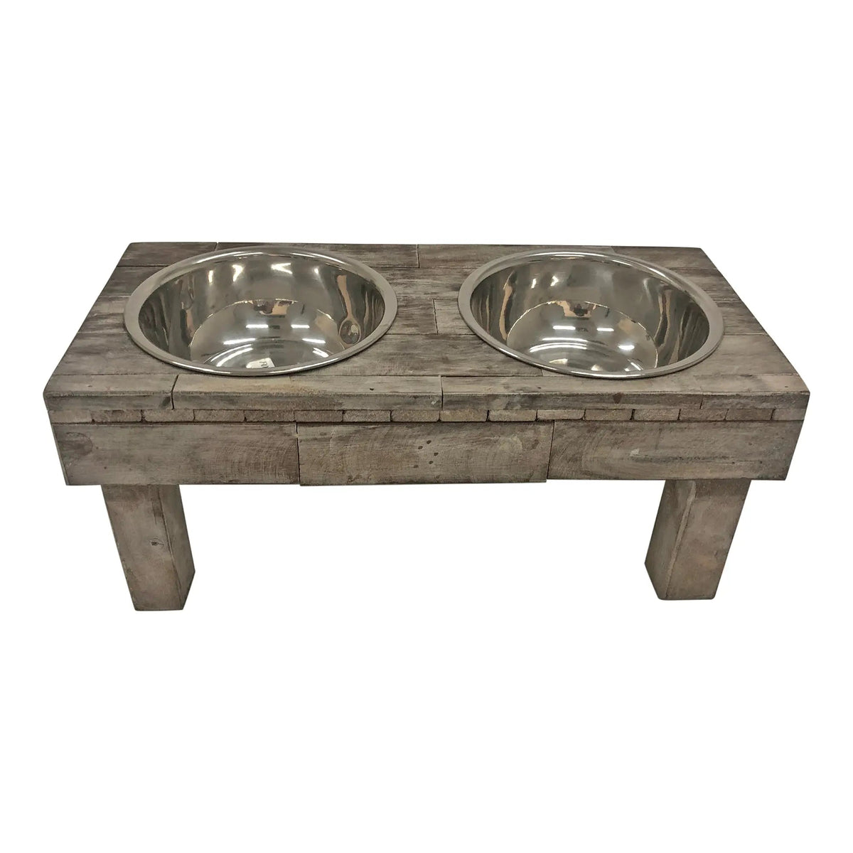 Huntley Pet Berjen Table Elevated Double Bowl Feeder – Brown Wash – alternate view 6