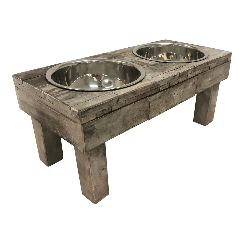 Huntley Pet Berjen Table Elevated Double Bowl Feeder – Brown Wash – alternate view 7