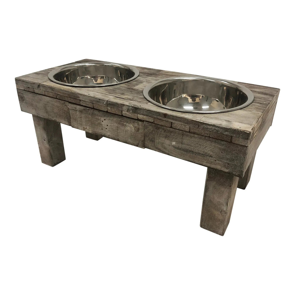 Huntley Pet Berjen Table Elevated Double Bowl Feeder – Brown Wash – alternate view 8