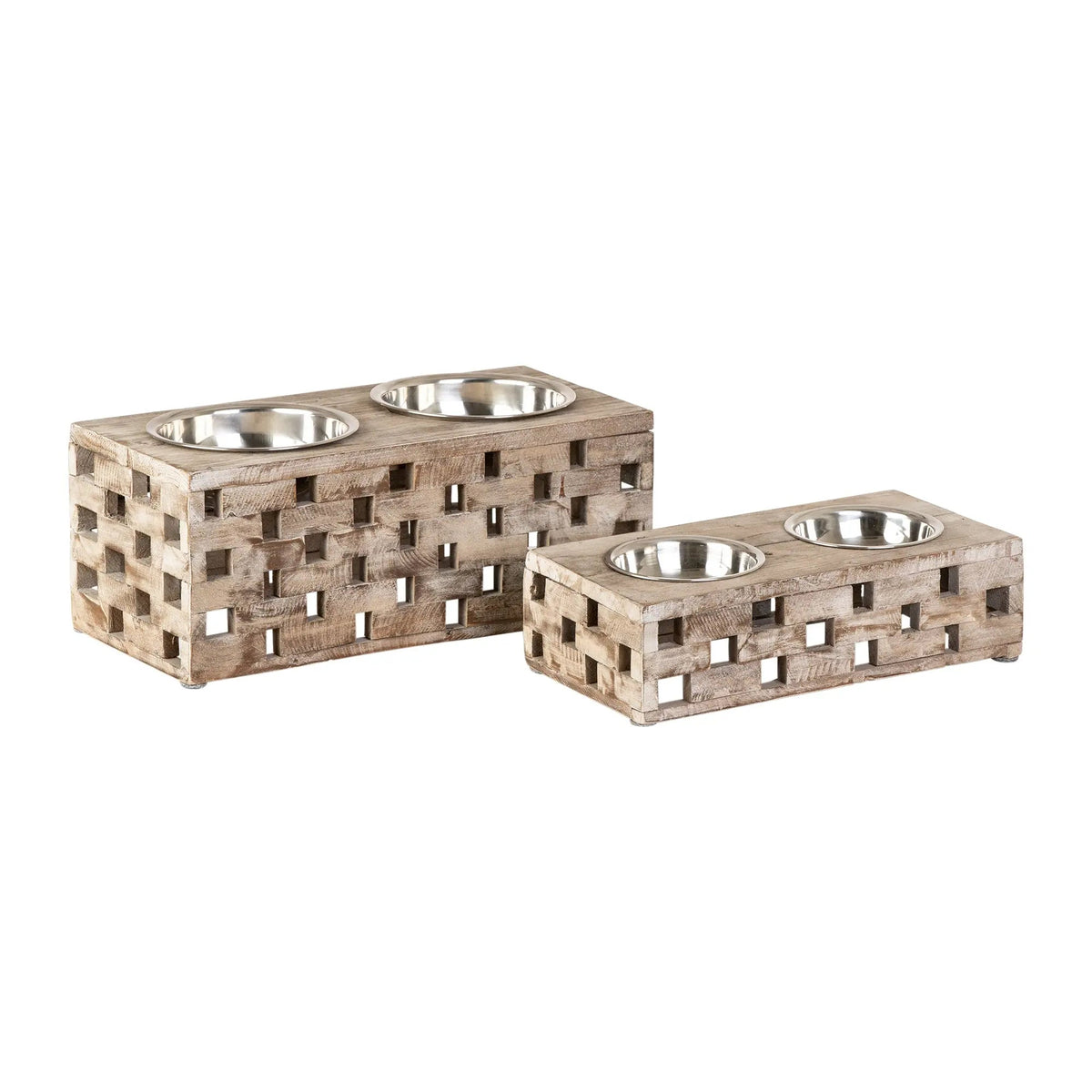 Huntley Pet Elevated Double Bowl Feeder – Reclaimed Wood, Dogs & Cats – alternate view 2