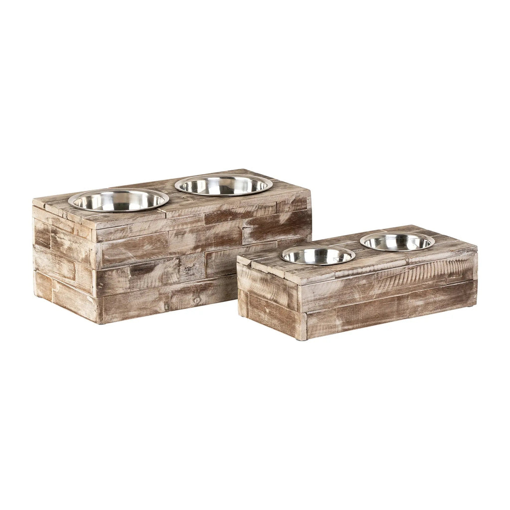 Huntley Pet Elevated Double Bowl Feeder – Reclaimed Wood, Dogs & Cats – alternate view 3