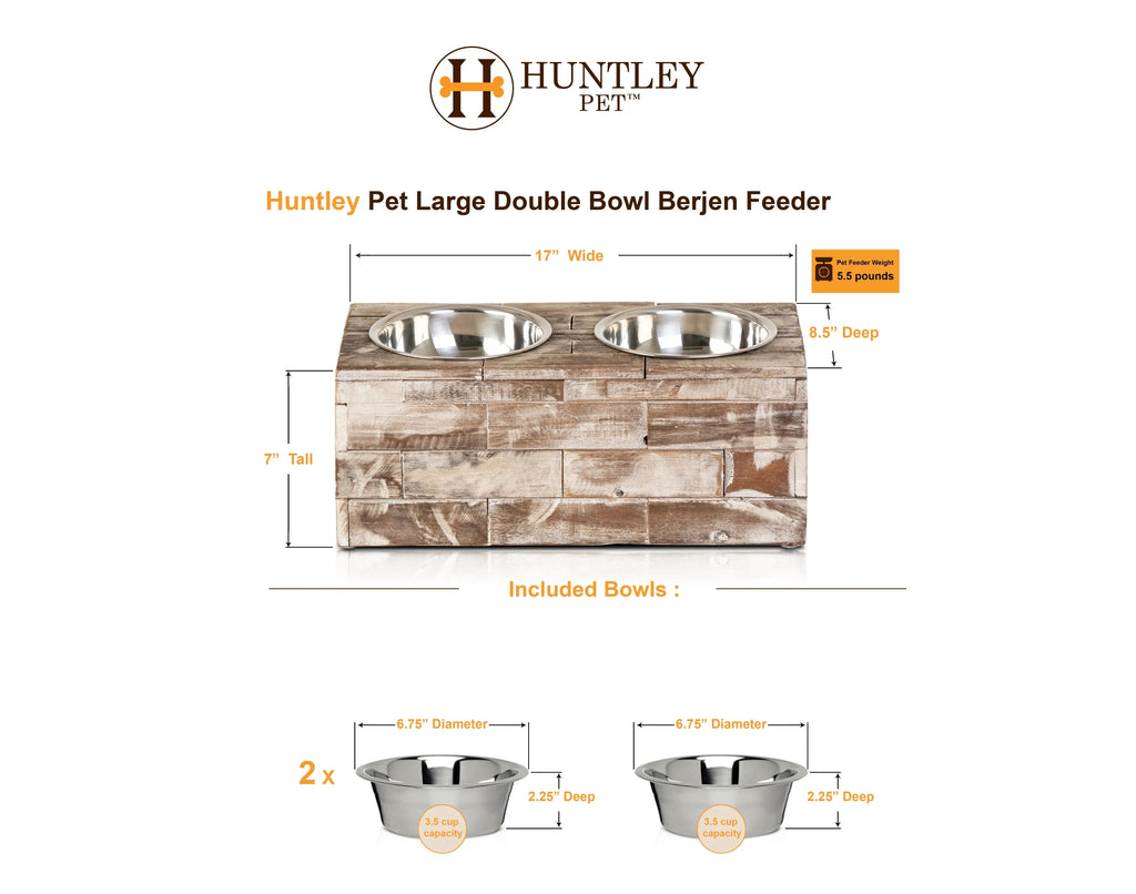 Huntley Pet Elevated Double Bowl Feeder – Reclaimed Wood, Dogs & Cats – alternate view 6