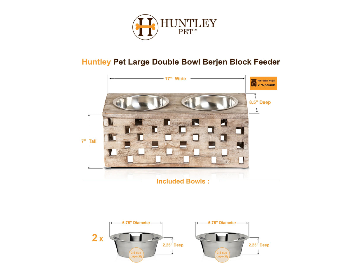 Huntley Pet Elevated Double Bowl Feeder – Reclaimed Wood, Dogs & Cats – alternate view 7