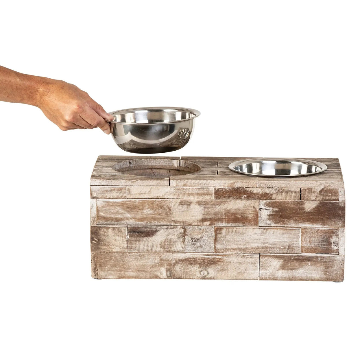 Huntley Pet Elevated Double Bowl Feeder – Reclaimed Wood, Dogs & Cats – alternate view 17