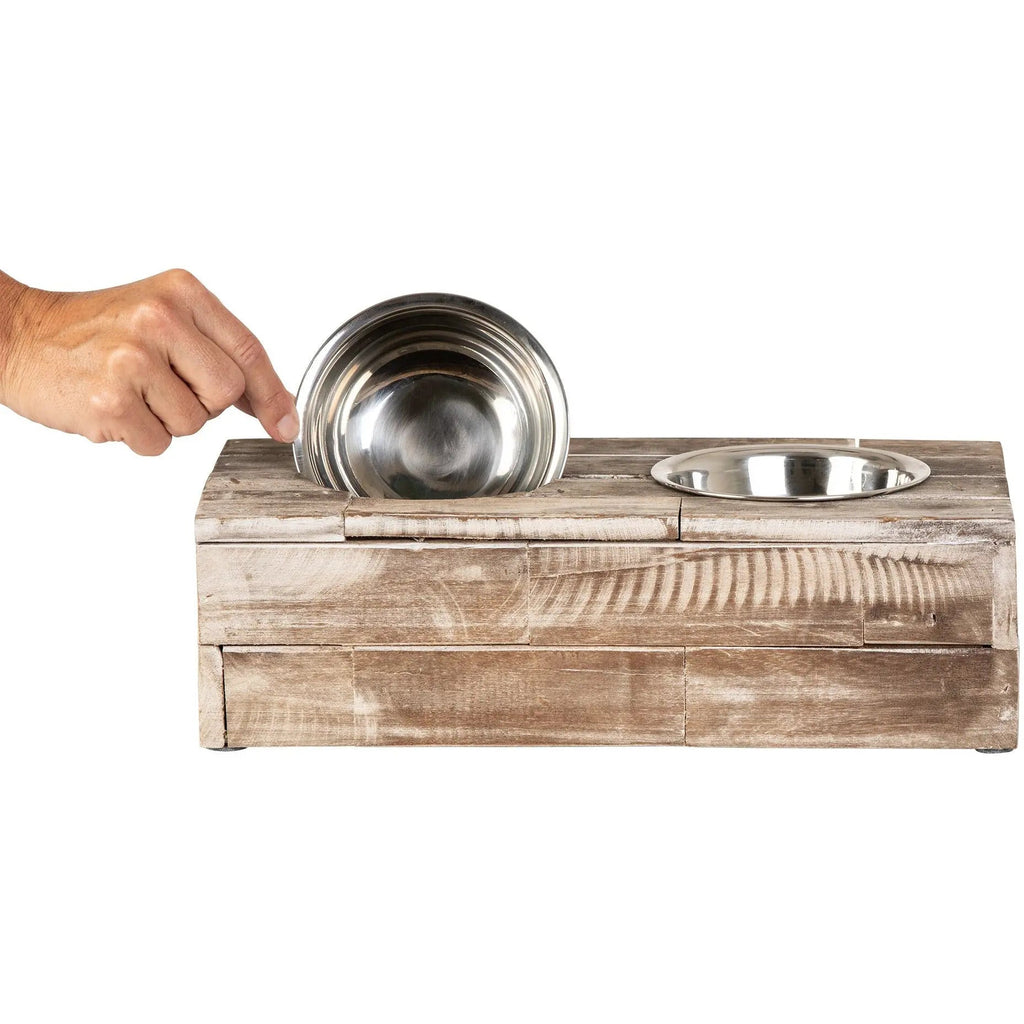 Huntley Pet Elevated Double Bowl Feeder – Reclaimed Wood, Dogs & Cats – alternate view 18