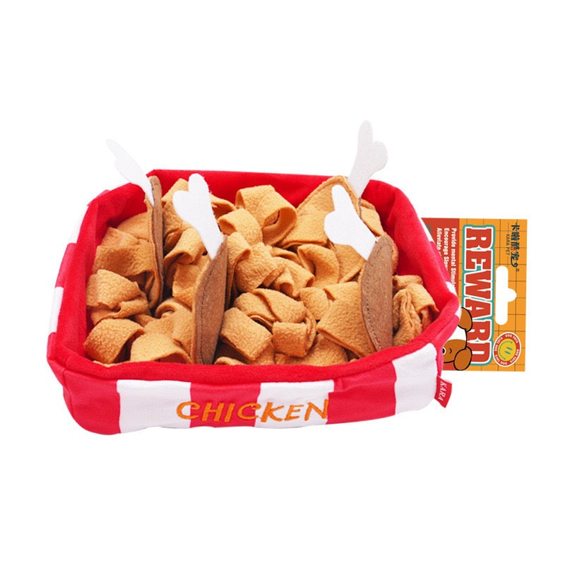 Milou & Lumi Pet Snuffle Mat Treat Hiding Toy - Fried Chicken – front view