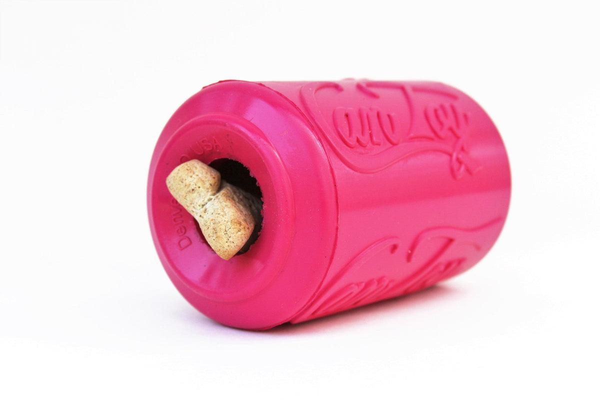 SodaPup Puppy Can Toy pink rubber treat dispenser for puppies – photo 5 of 10