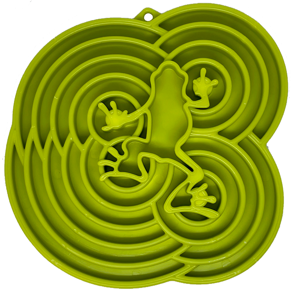 SodaPup Water Frog eTray – Shallow Slow Feeder Dog Bowl, USA Made – front view