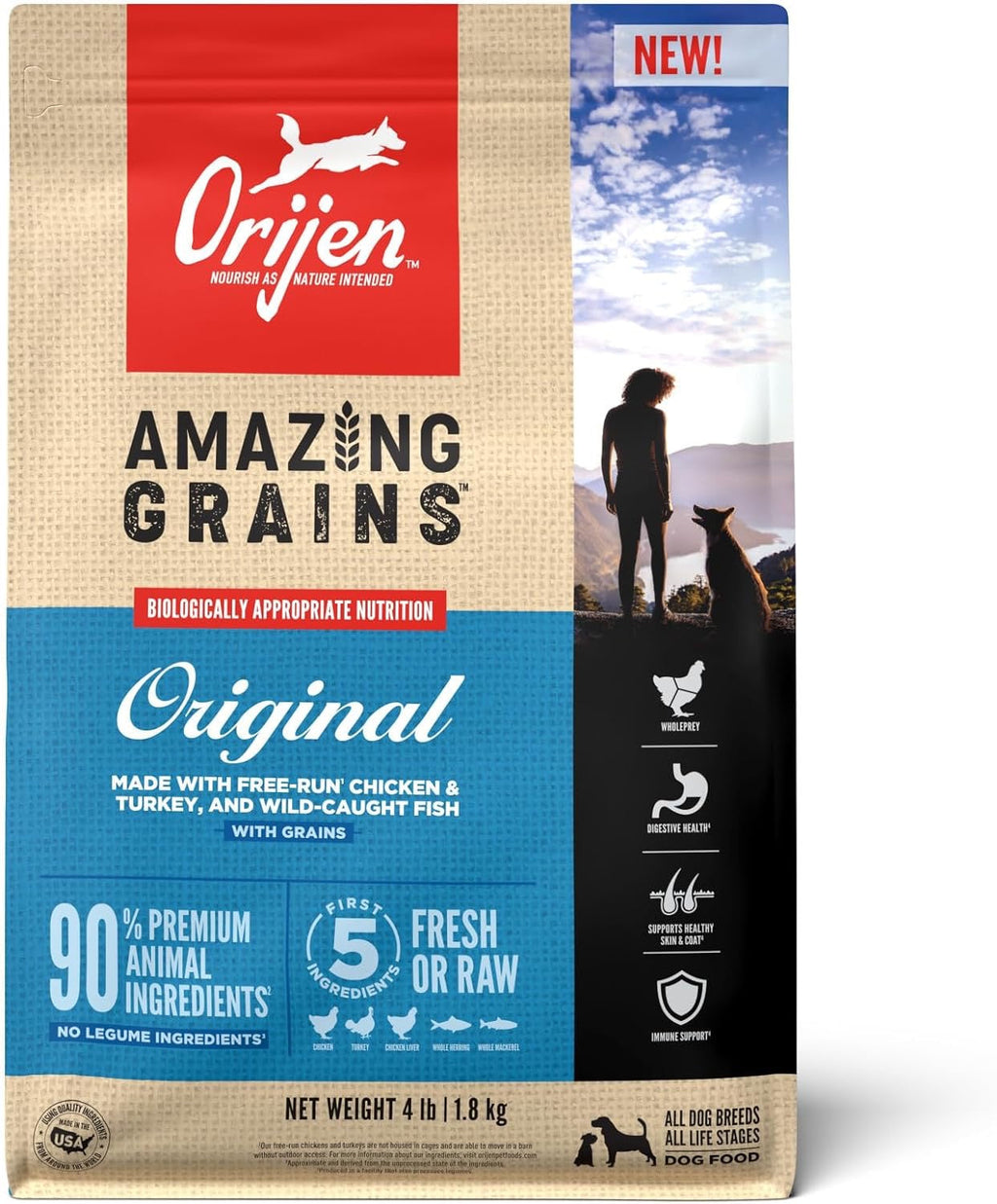 Orijen Amazing Grains Original Dry Dog Food – front view