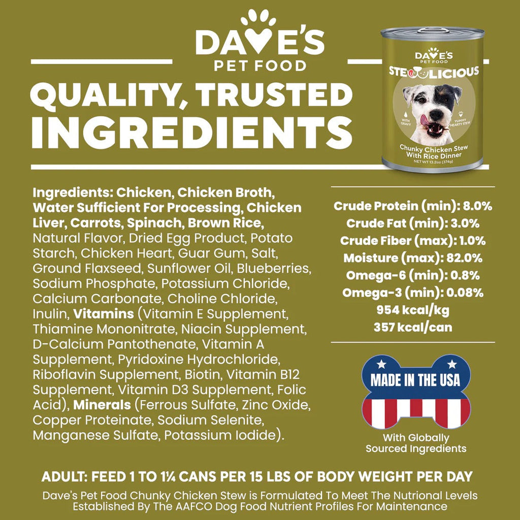 Dave's Stewlicious Chunky Chicken & Rice Wet Dog Food (13.2oz) – alternate view 3