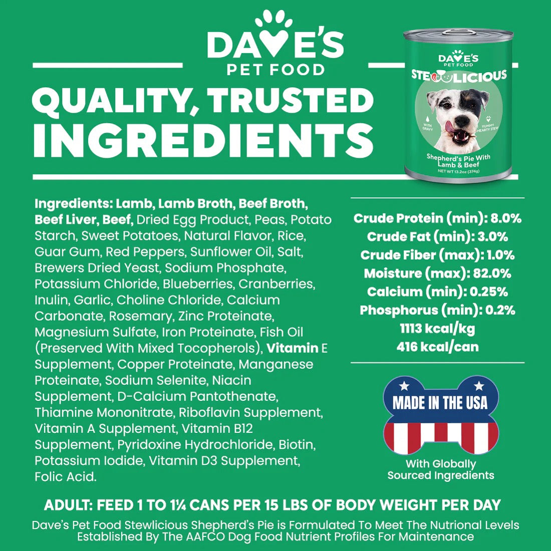 Dave's Stewlicious Shepard's Pie w/Lamb & Beef Wet Dog Food (13.2oz) – alternate view 3