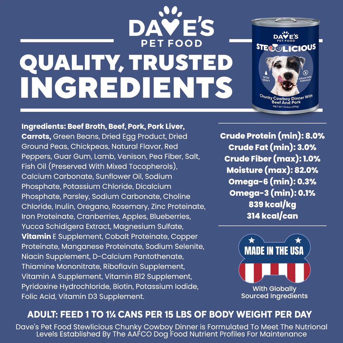 Dave's Stewlicious Cowboy Dinner w/ Beef & Pork Wet Dog Food (13.2oz) – alternate view 3