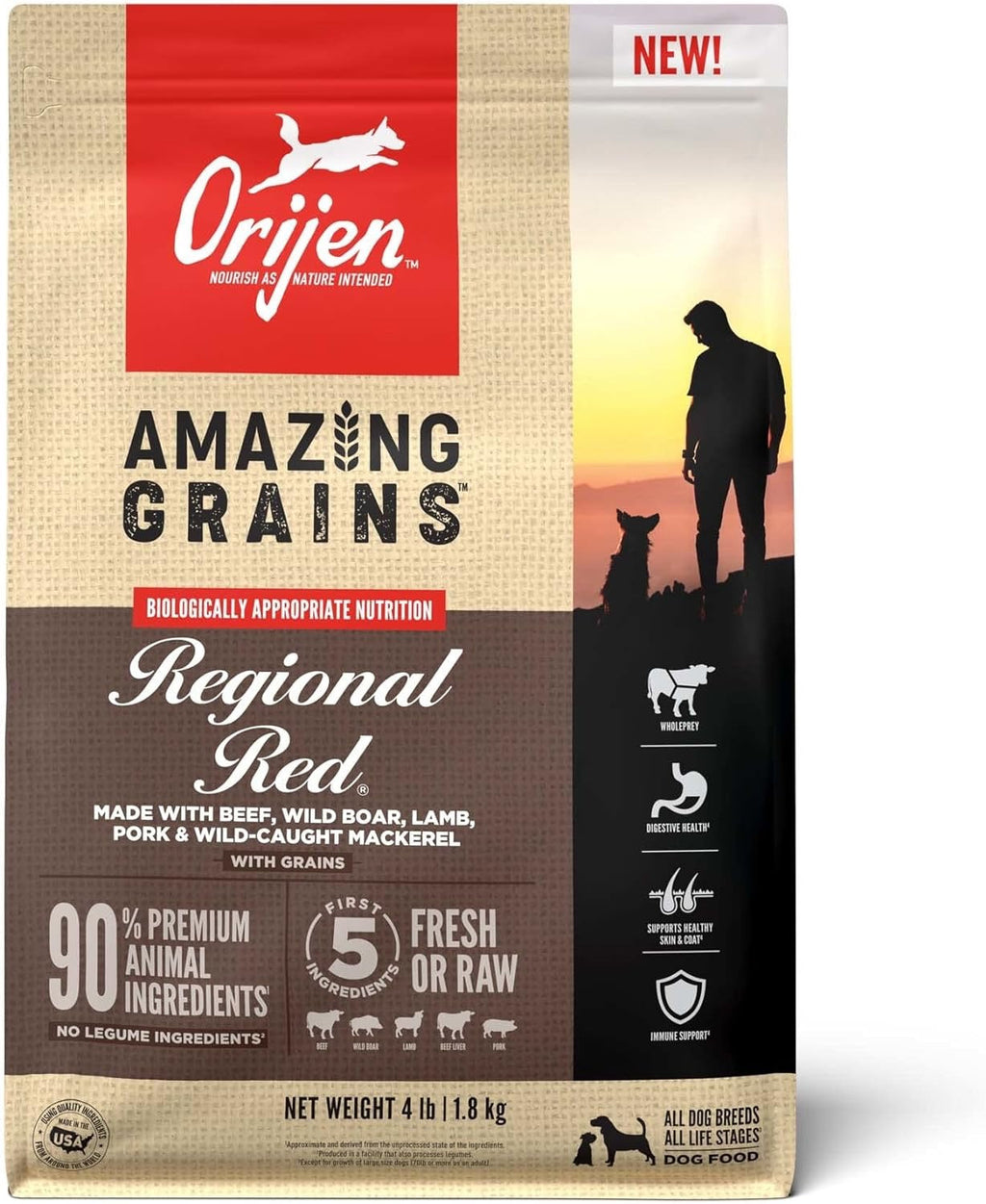 Orijen Amazing Grains Regional Red Dry Dog Food – front view