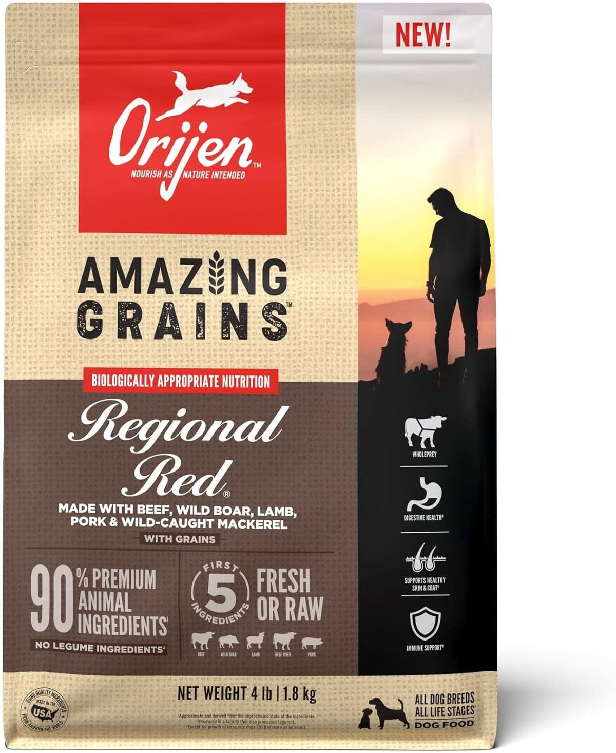 Orijen Amazing Grains Regional Red Dry Dog Food – front view