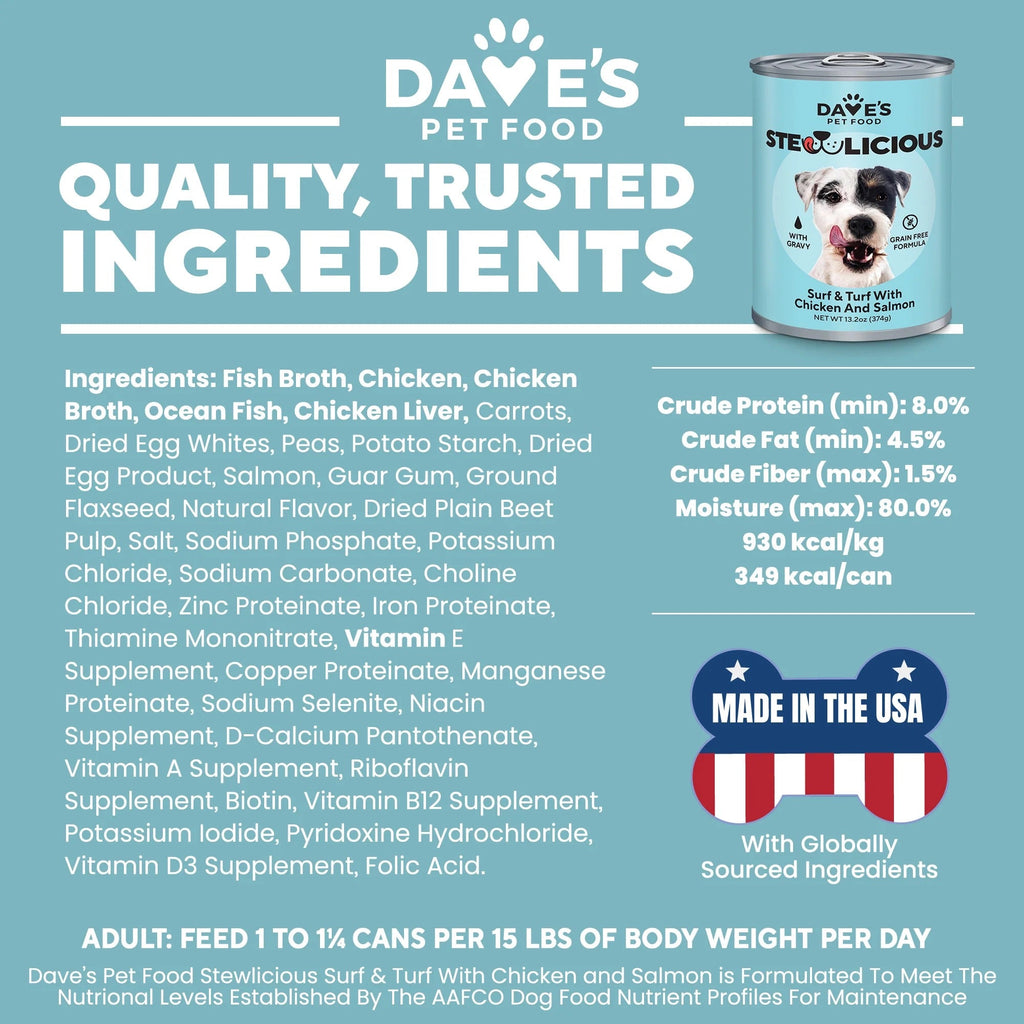 Dave's Stewlicious Surf & Turf w/ Chicken & Salmon Wet Dog Food (13.2oz) – alternate view 3