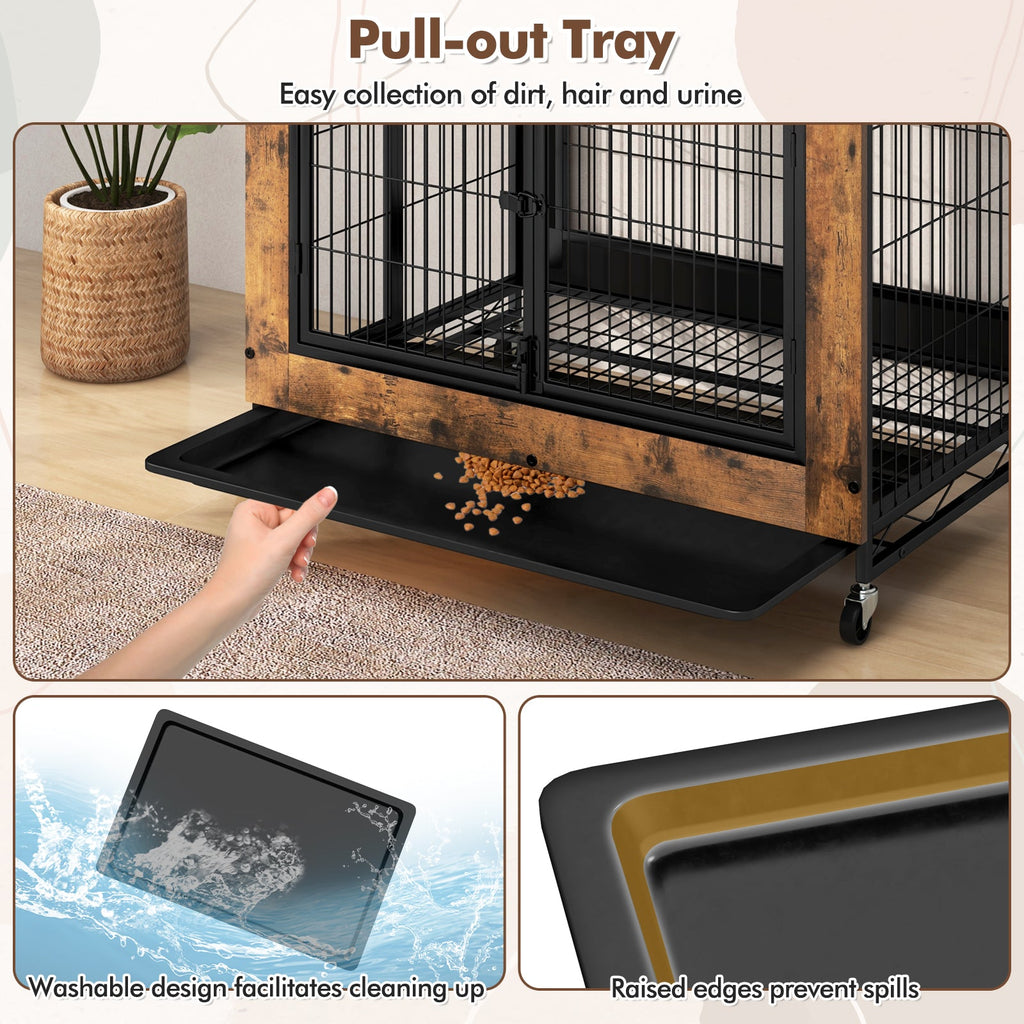 Industrial Dog Kennel Dog Crate Furniture with Storage Shelves – alternate view 8