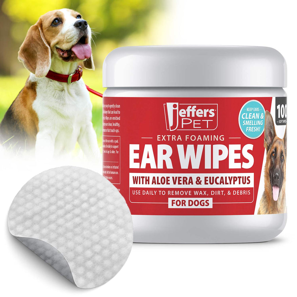 Jeffers dog ear cleaning wipes 100 count, wipes container front view