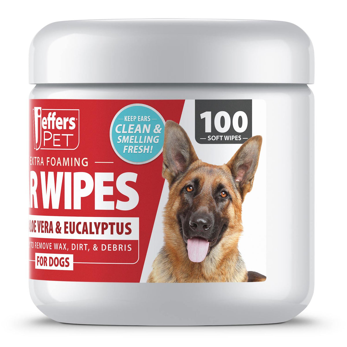 Jeffers dog ear cleaning wipes 100 count, 100 count packaging