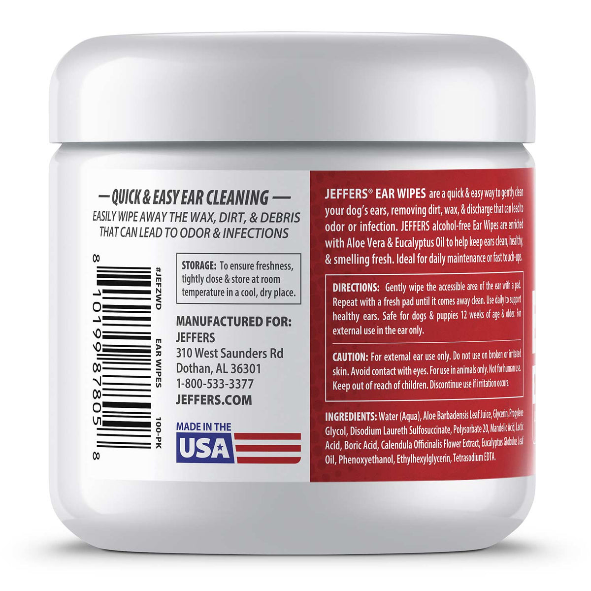 Jeffers dog ear cleaning wipes 100 count, wipe removing ear wax buildup