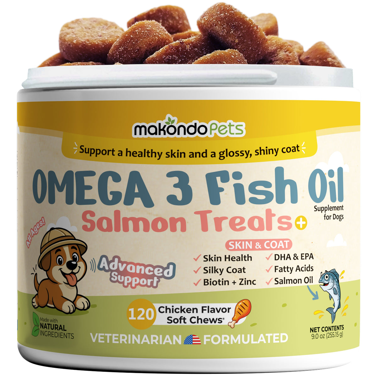 Omega 3 for Dogs - Salmon Oil - 120 Soft Chews – front view