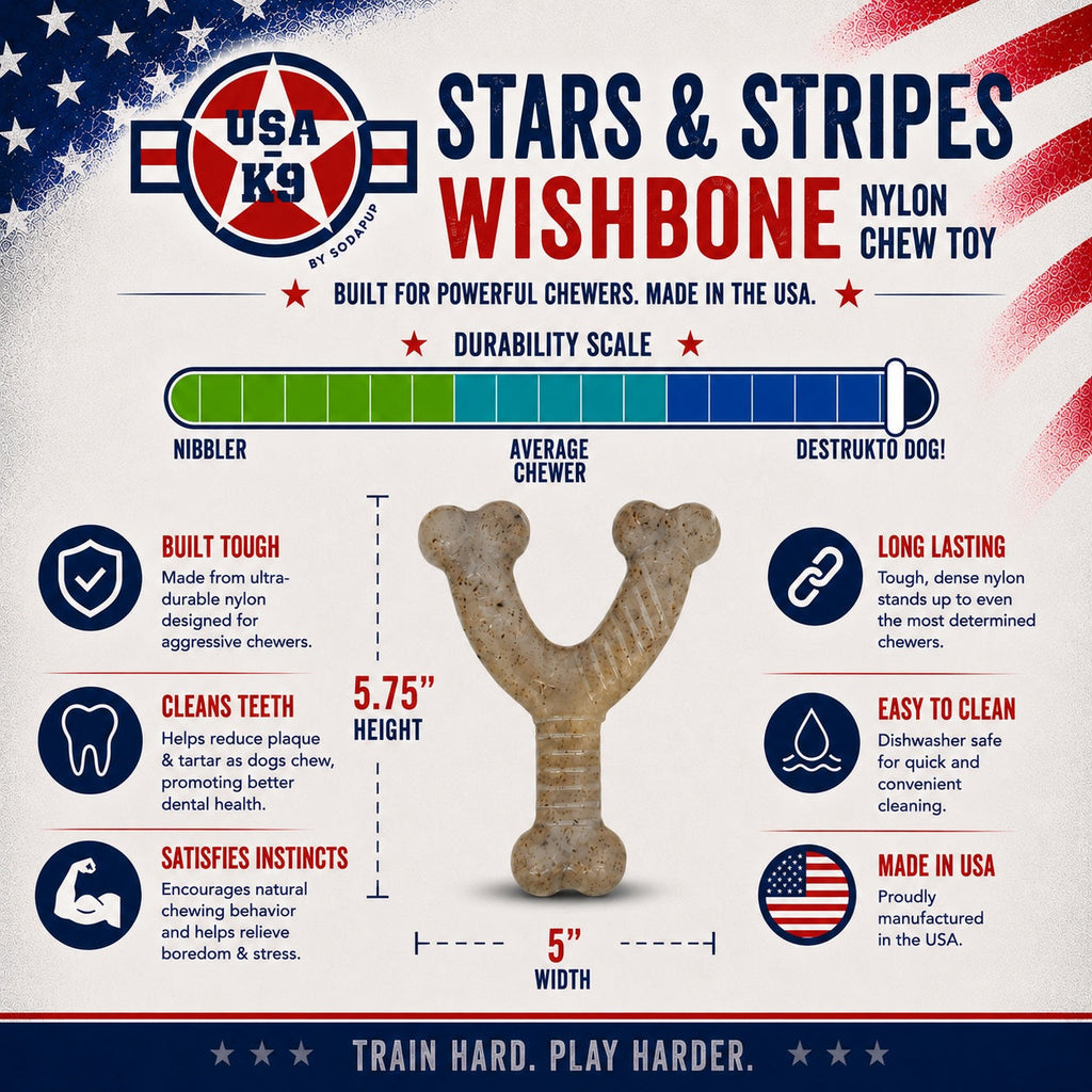 USA-K9 Stars and Stripes wishbone nylon dog chew toy – photo 4 of 6