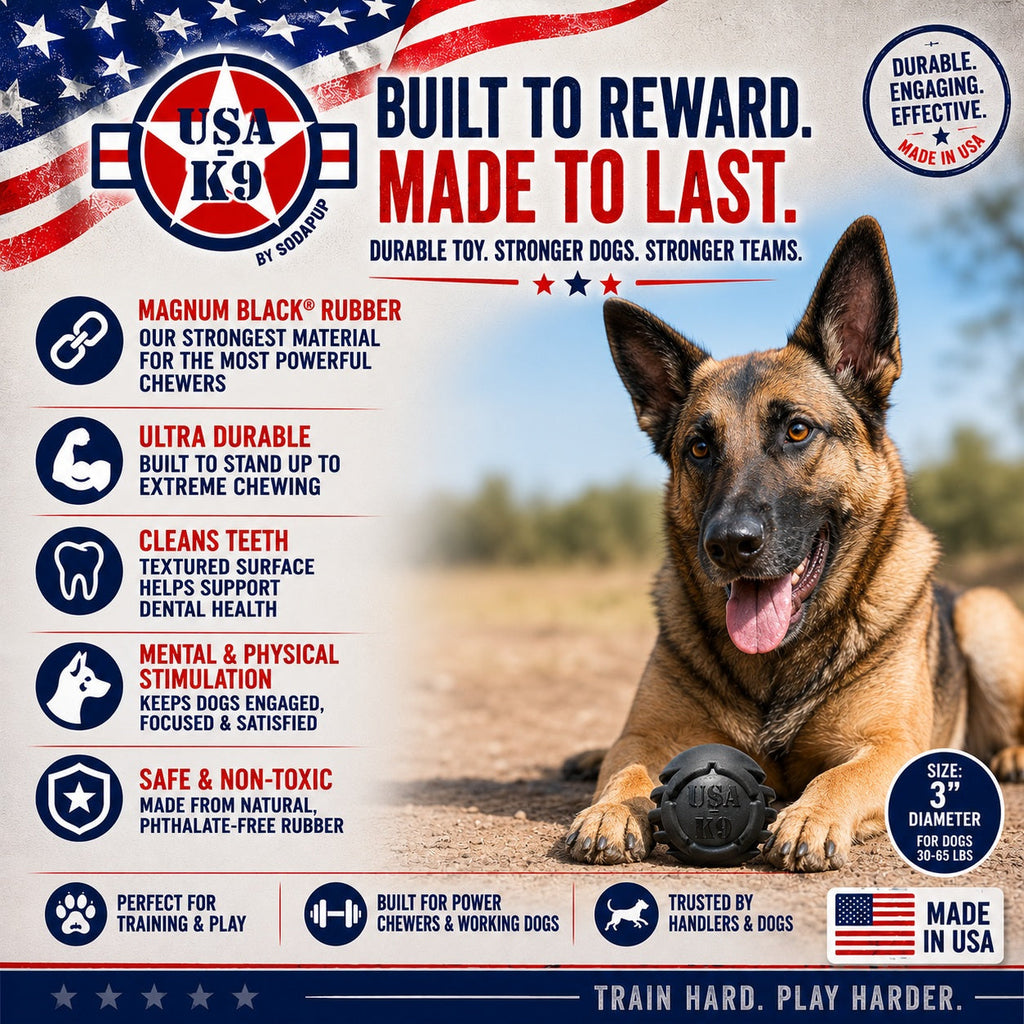 USA-K9 Stars and Stripes Magnum black rubber dental ball dog toy – photo 2 of 8