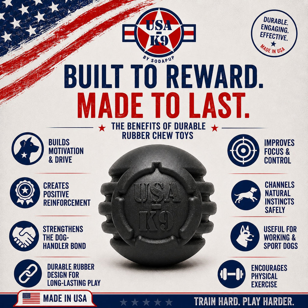 USA-K9 Stars and Stripes Magnum black rubber dental ball dog toy – photo 3 of 8