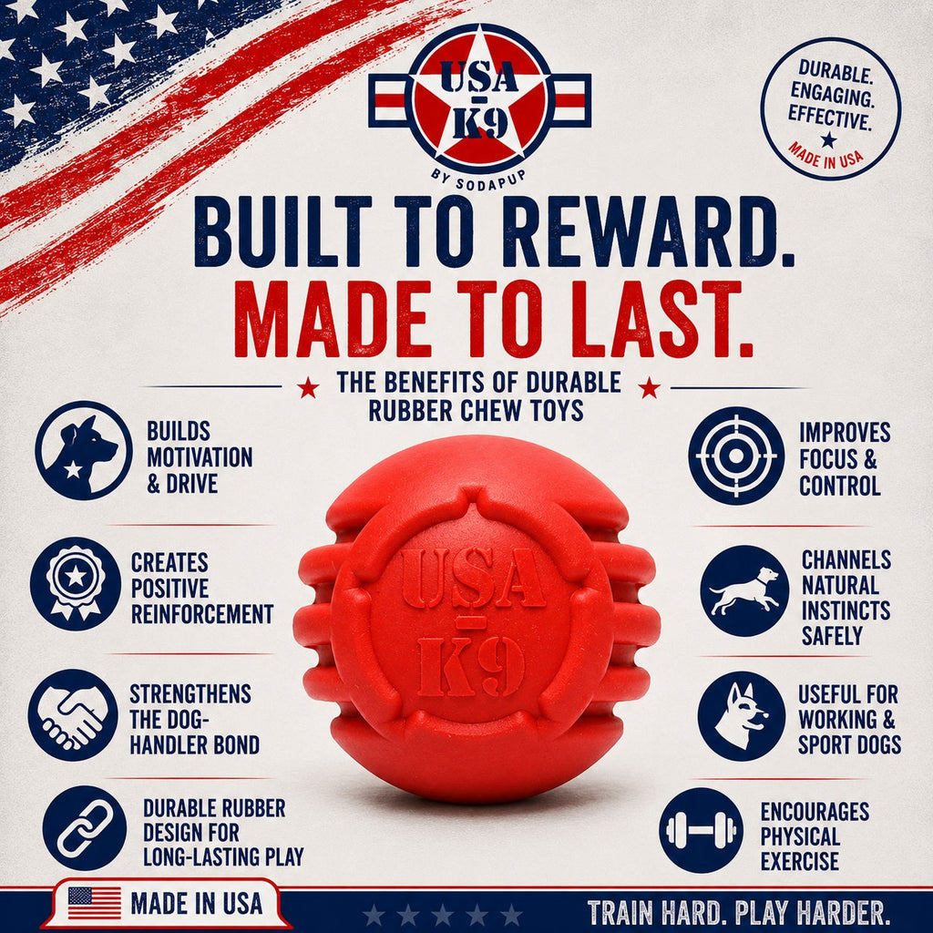 USA-K9 Stars and Stripes red rubber dental ball dog toy – photo 2 of 10