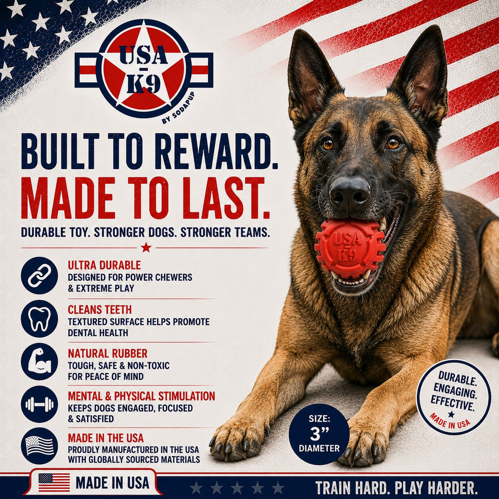 USA-K9 Stars and Stripes red rubber dental ball dog toy – photo 5 of 10