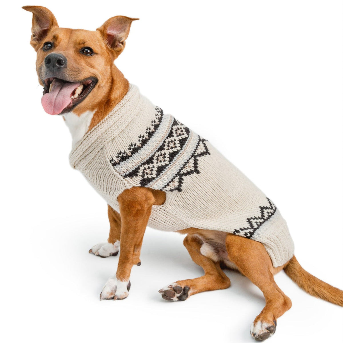 Alpaca Cream Wyatt Dog Sweater Fair Isle in Cream and Grey – photo 5 of 5