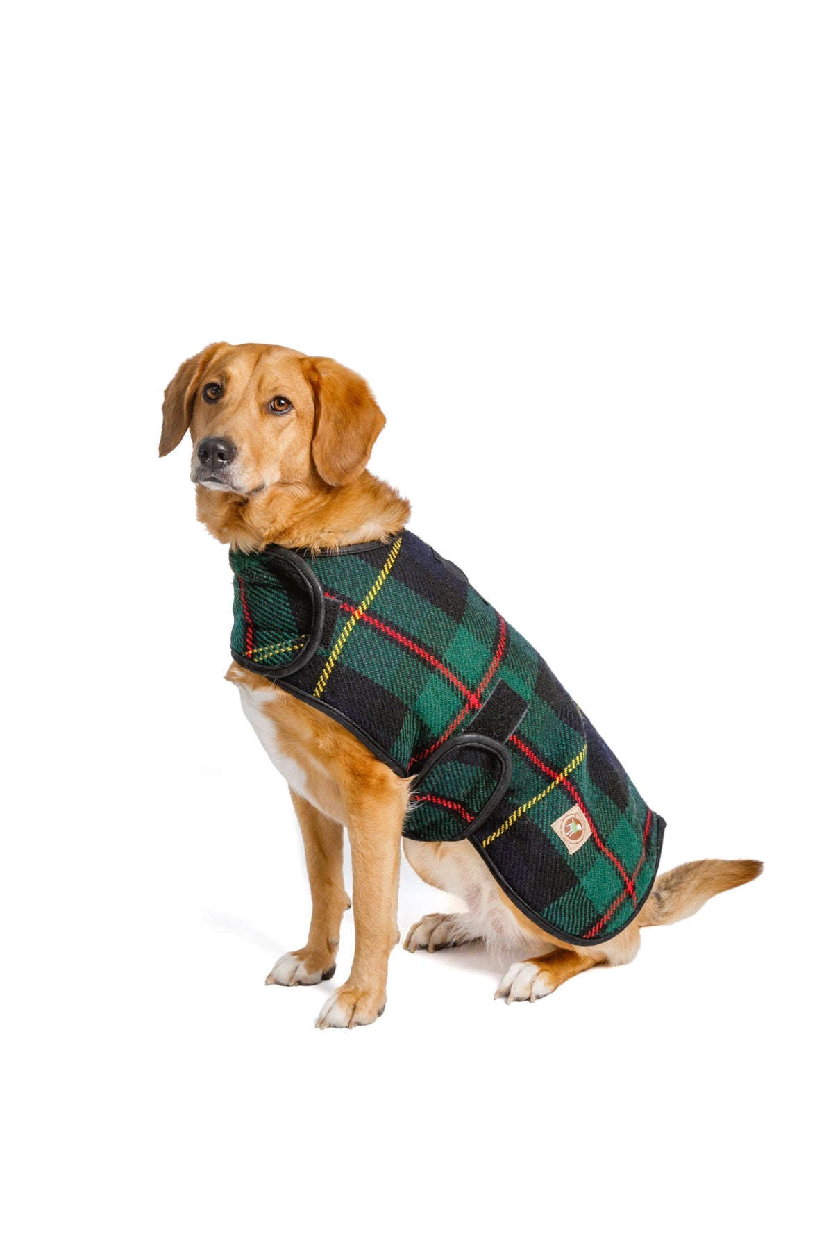 Navy Tartan Plaid Blanket Dog Coat Fleece Lined with Harness Hole – photo 2 of 3