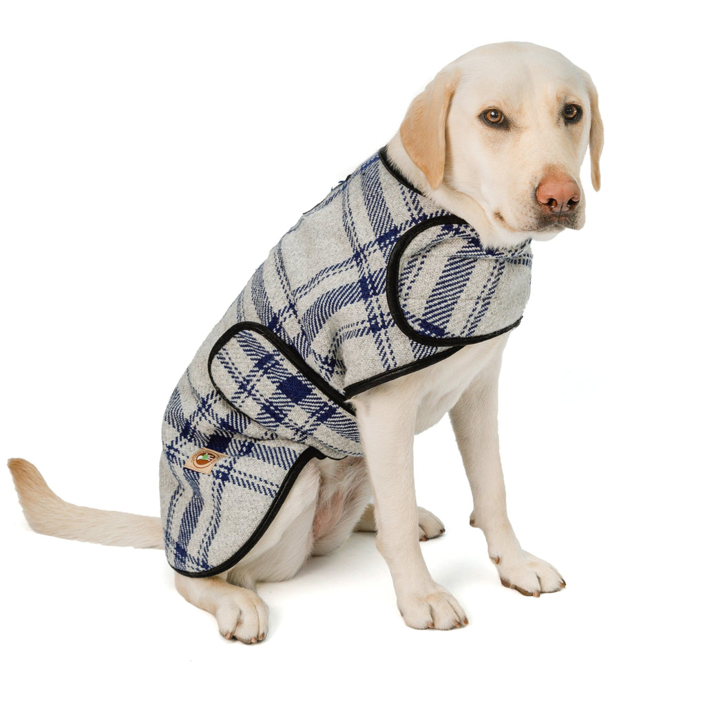 Gray and Blue Plaid Blanket Dog Coat 100 Percent Wool with Fleece Lining – photo 2 of 3