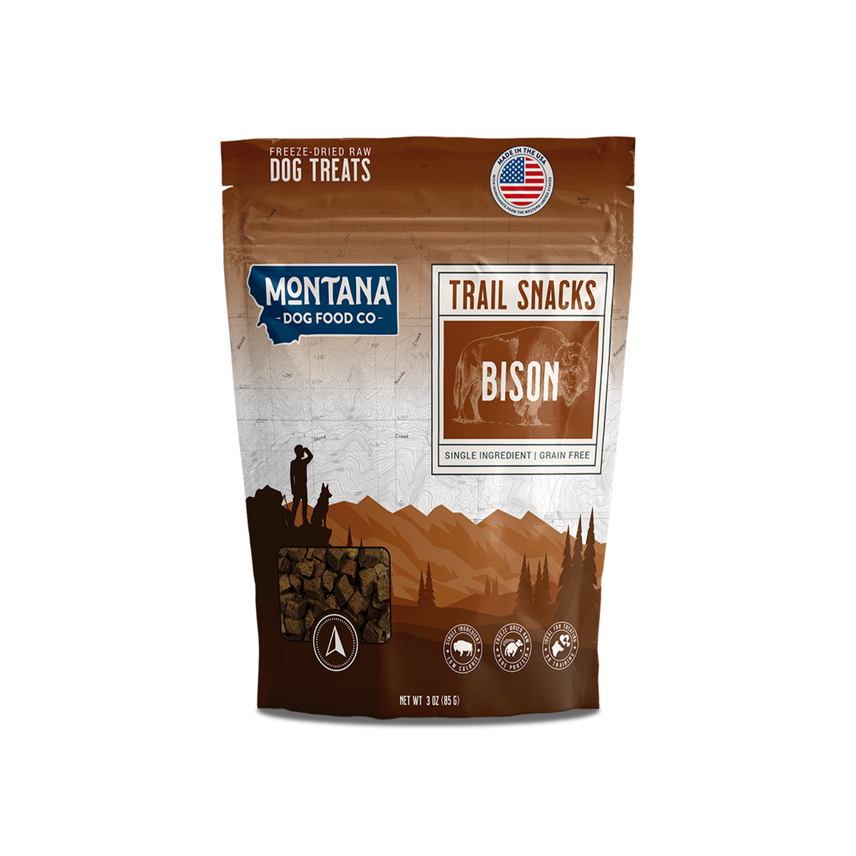 Bison Liver Freeze-Dried Raw Trail Snacks (Treats) for Dogs 3oz – front view