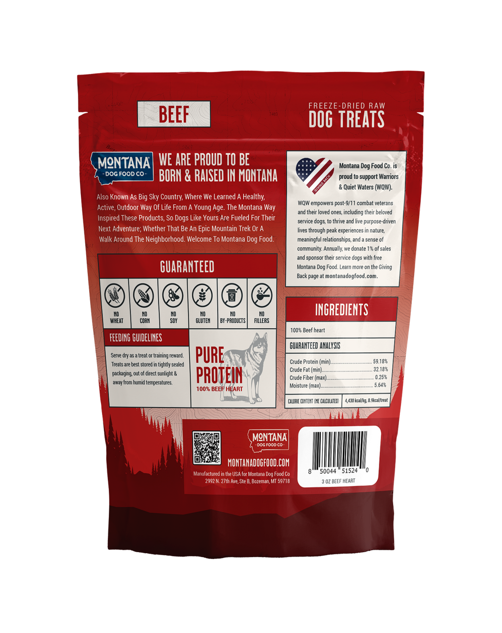 Beef Heart Freeze-Dried Raw Dog Treats – 3 oz – alternate view 1