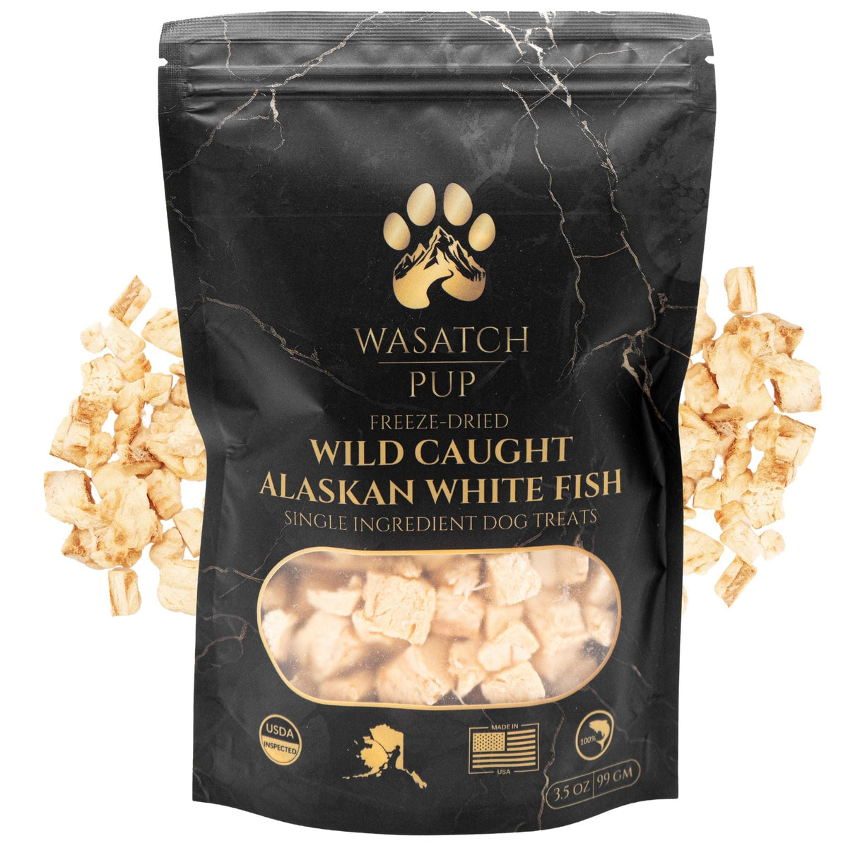 Freeze-Dried Alaskan Whitefish Dog Treats – front view