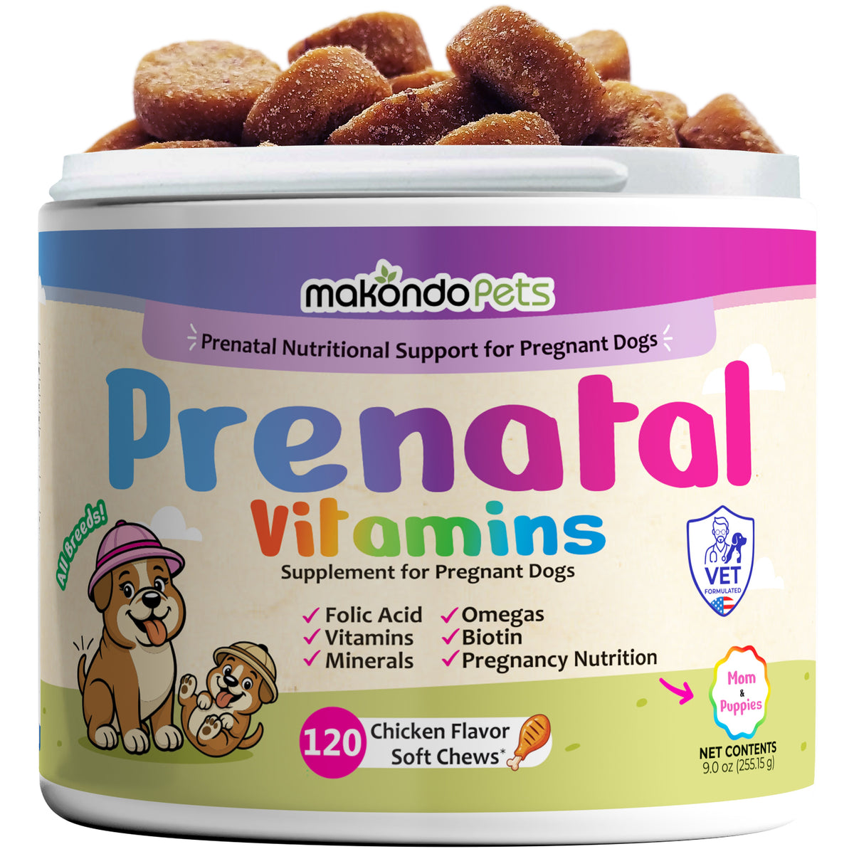 Dog Prenatal Vitamins – 120 Soft Chews – front view