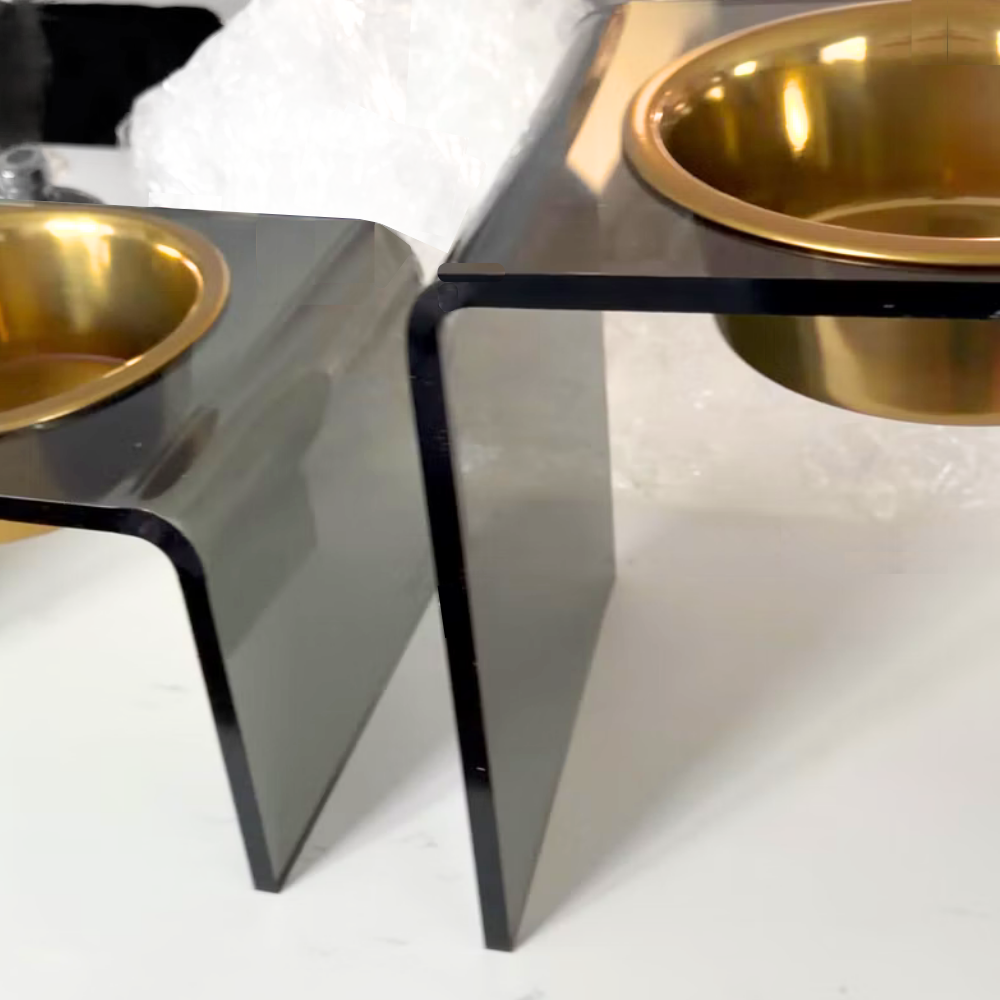 Hiddin Smoke Grey Lucite Feeder with Metal Bowls – alternate view 22