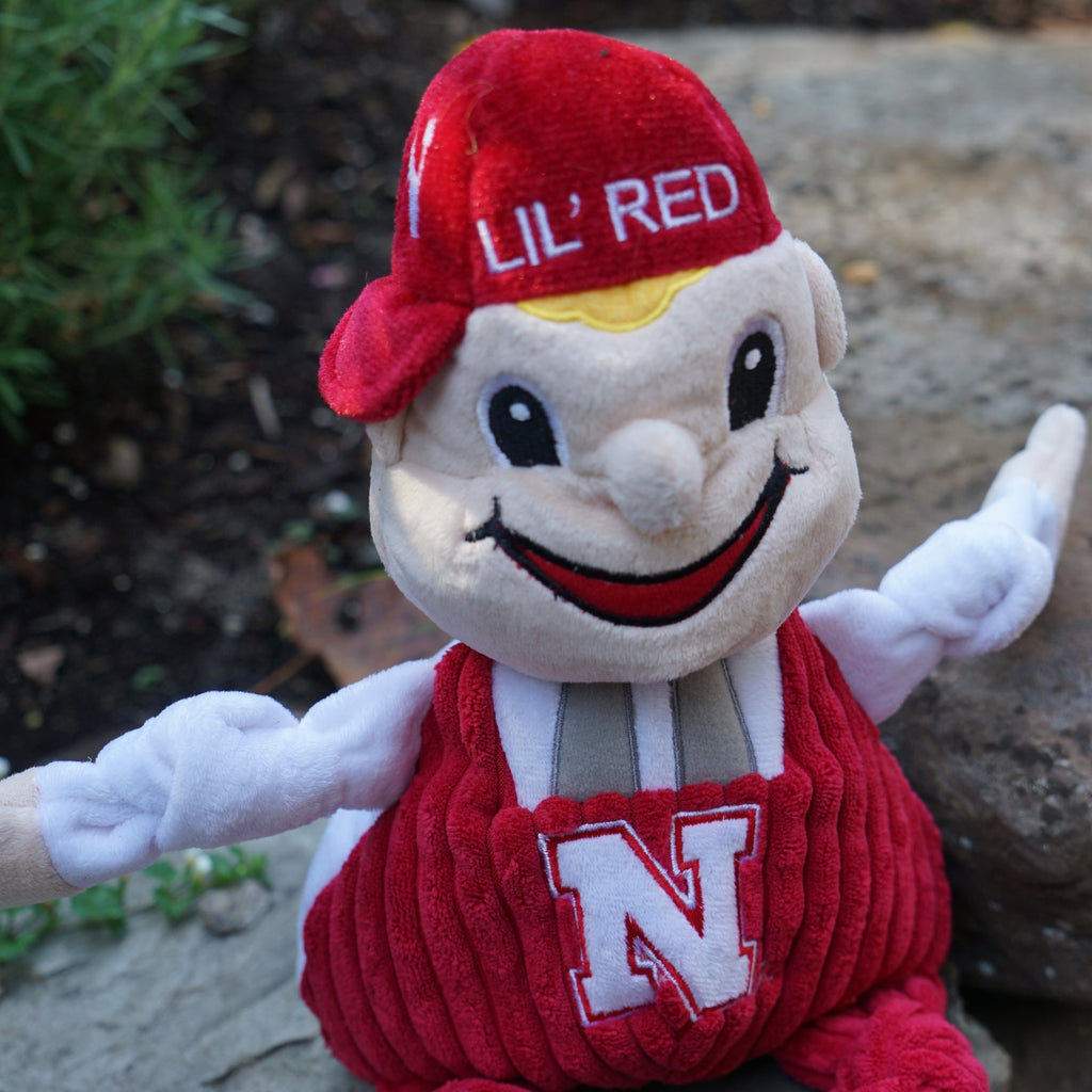 Ncaa University of Nebraska Lil Red Knottie Plush Dog Toy, back view