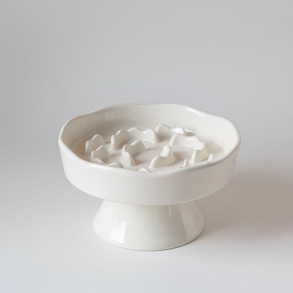 Ceramic Elevated Slow Feeder Bowl for Dogs & Cats – alternate view 1