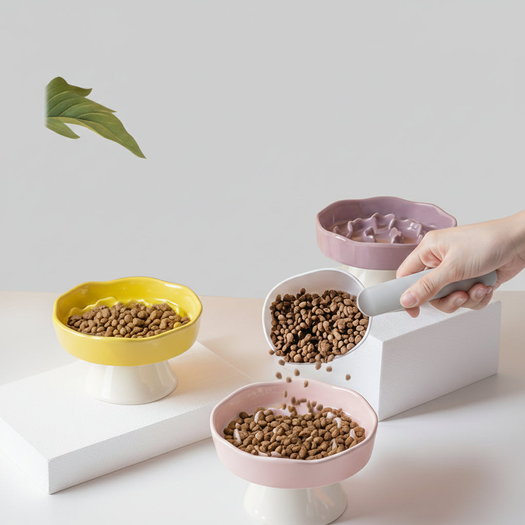 Ceramic Elevated Slow Feeder Bowl for Dogs & Cats – alternate view 7