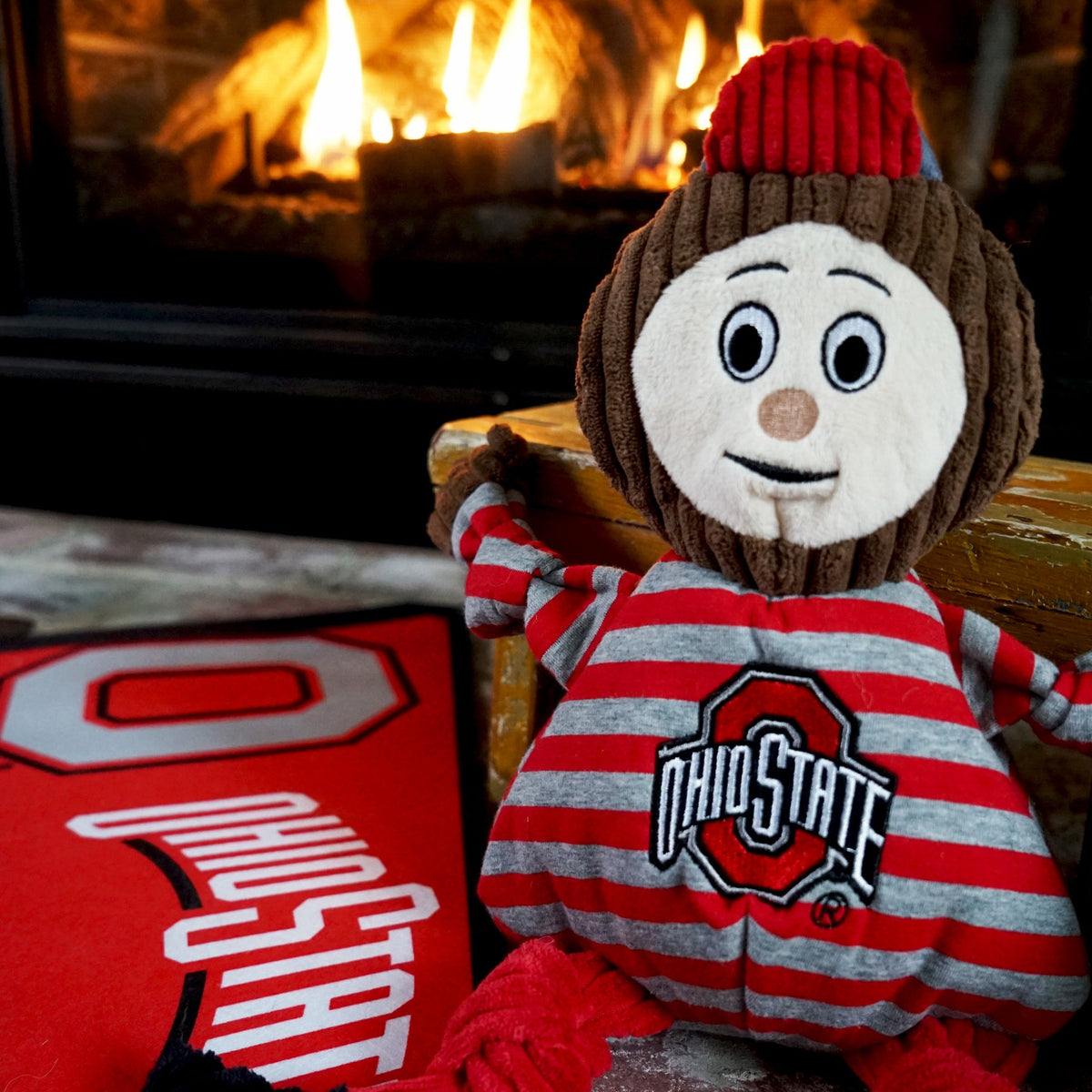 Ncaa Ohio State University Brutus the Buckeye Knottie Plush Dog Toy, back view