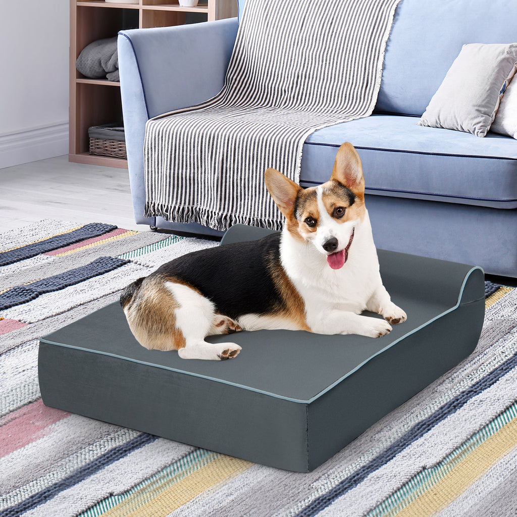Orthopedic Dog Bed with Graphene Memory Foam and Headrest Gray – photo 2 of 8