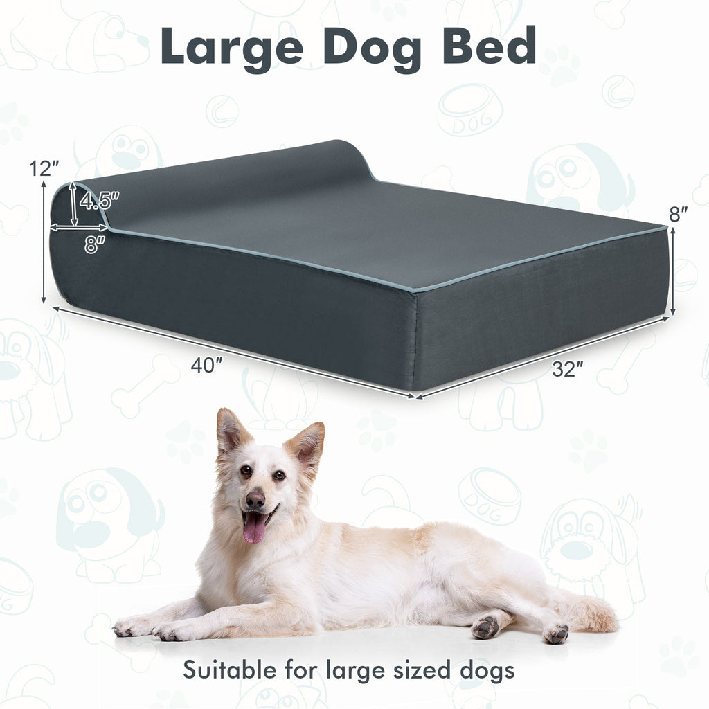 Orthopedic Dog Bed with Graphene Memory Foam and Headrest Gray – photo 4 of 8