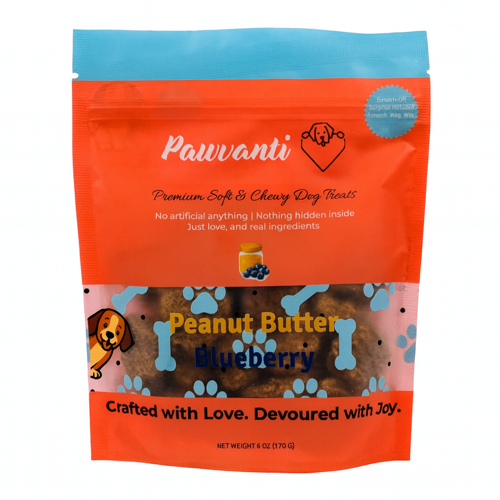 Peanut Butter Blueberry Soft and Chewy Dog Treats – front view
