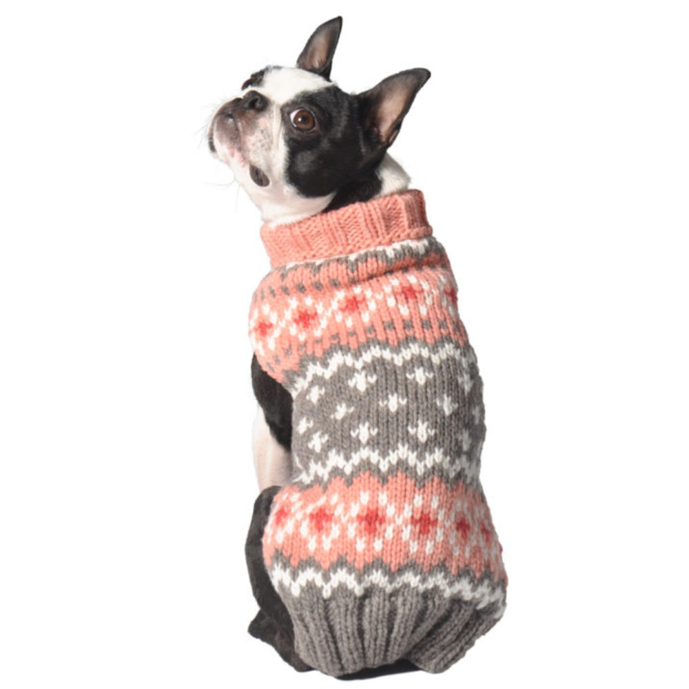 Peach Fairisle Dog Sweater White Peach and Gray Fair Isle – photo 1 of 8